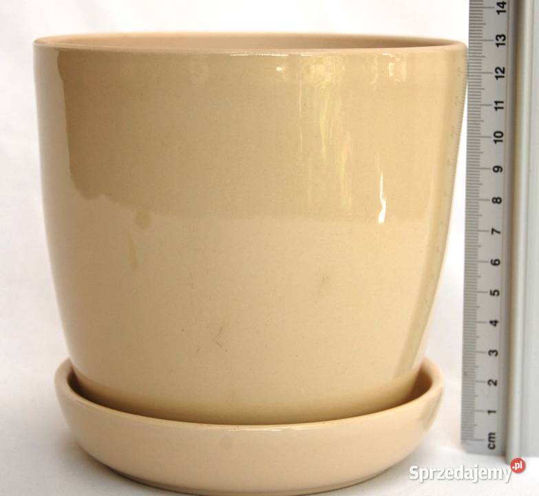 Ceramik doniczka ceramiczna z podstawką beżowa Lublin