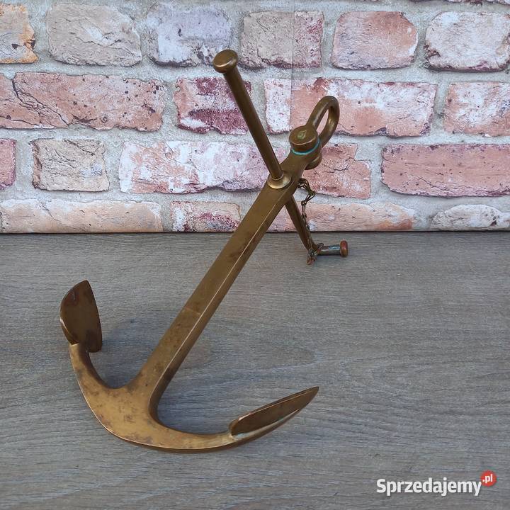 Marynistyka żeglarstwo duża mosiężna kotwica mazowieckie Warszawa