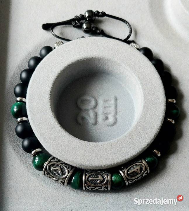 BRANSOLETKA STAL TRZY RUNY WIKINGÓW KAMIEŃ Bransoletki Kraków