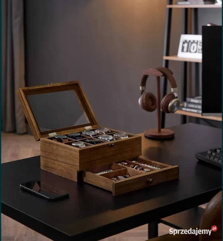 Nowa szkatułka na zegarki pudełko Wielofunkcyjne Poraj