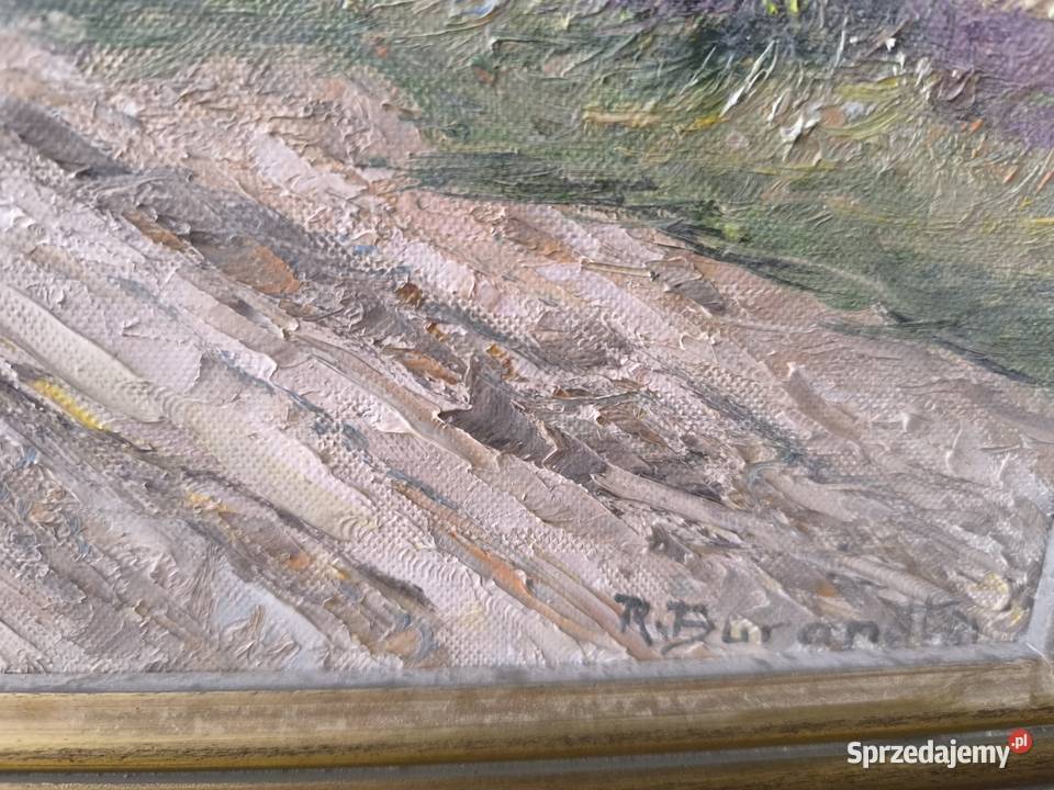 Piękny obraz olejny płótno sygnowany Rudi Łódź