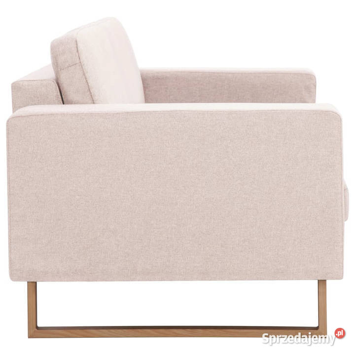 Sofa 2osobowa tapicerowana tkaniną kremowa