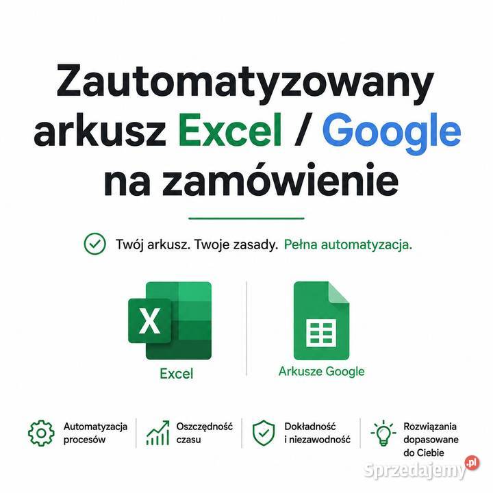 Zautomatyzowane arkusze Excel i Google Sheets na Kraków informatyka