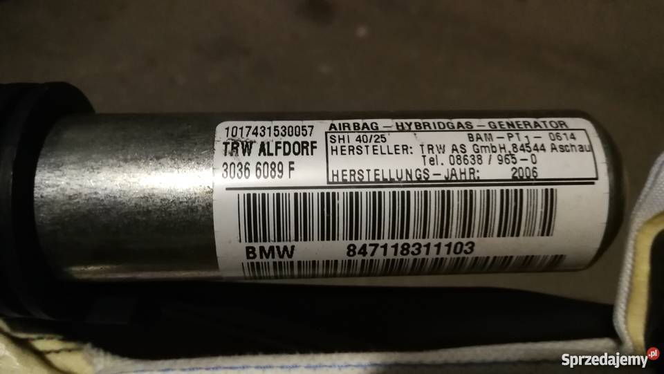 Kurtyna poduszka AIRBAG Bmw e92 Coupe Prawa Lewa Dębica