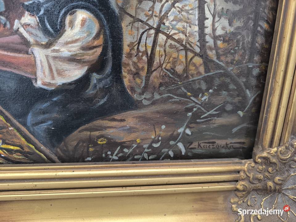 Obraz olejny scena rodzajowa sygnowany Zygmunt Łódź