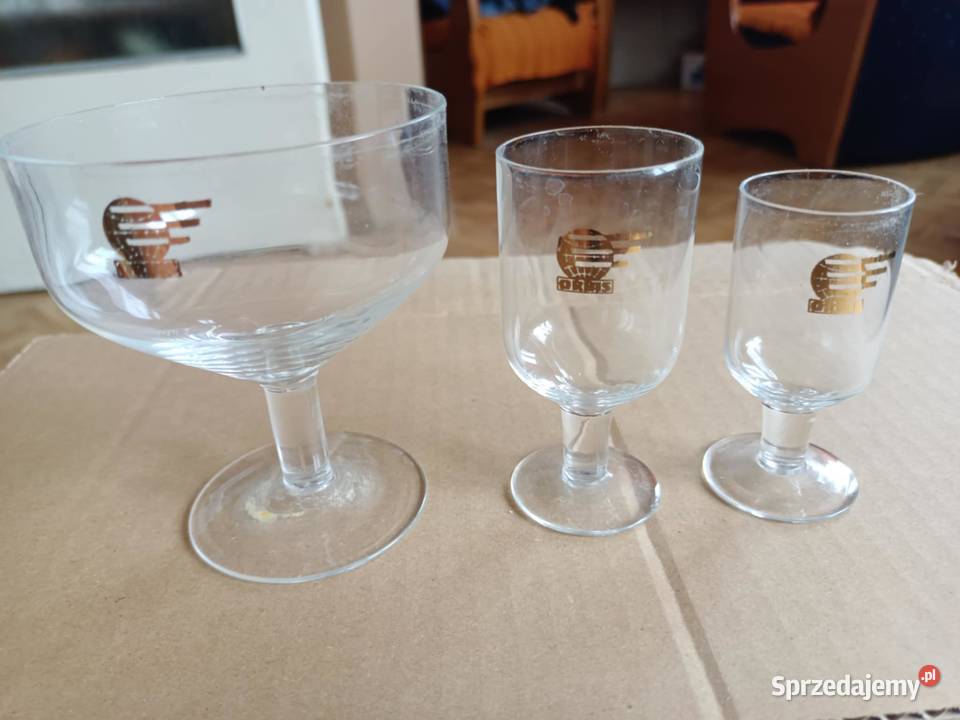 Kieliszki i pucharki z logo ORBIS z PRL Porcelana i szkło Będzin