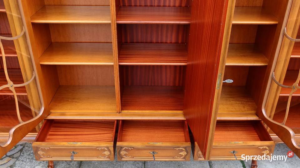 Piękna Biblioteka Witryna Komoda Orzech dolnośląskie