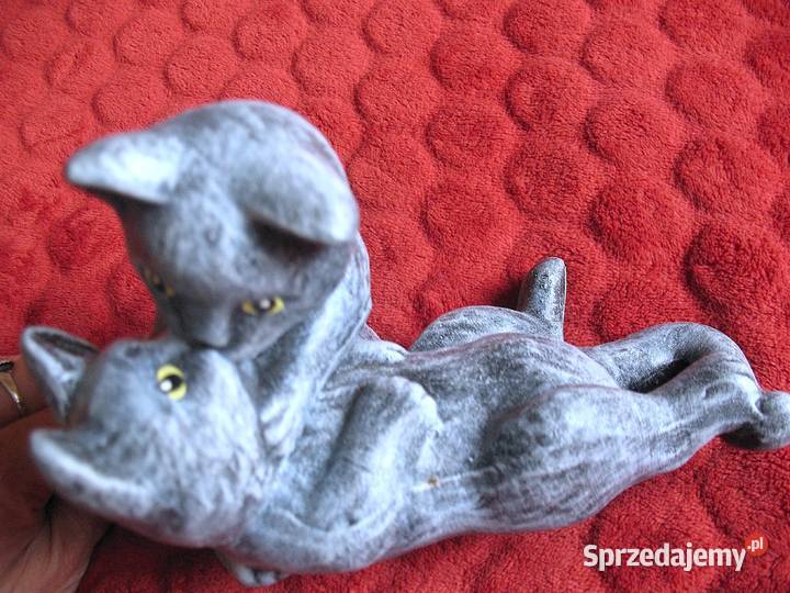 KOT Całujące się koty 12 x 19 x 13 szara rzeźba mazowieckie Siedlce