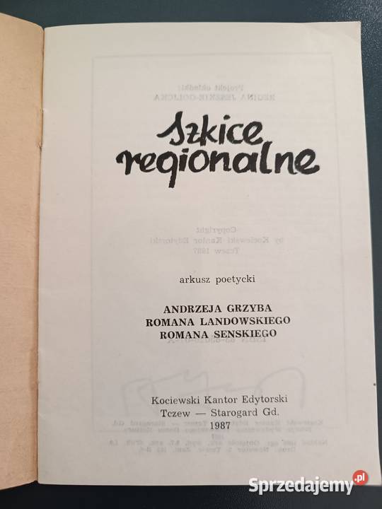 Szkice regionalne Arkusz poetycki 1987 Tczew Bydgoszcz