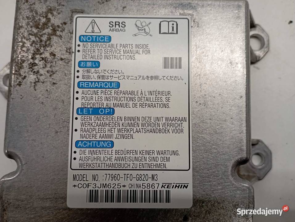 SENSOR AIRBAG 77960TF0G820M3 Honda Jazz III 2008 Komputery sprzedam