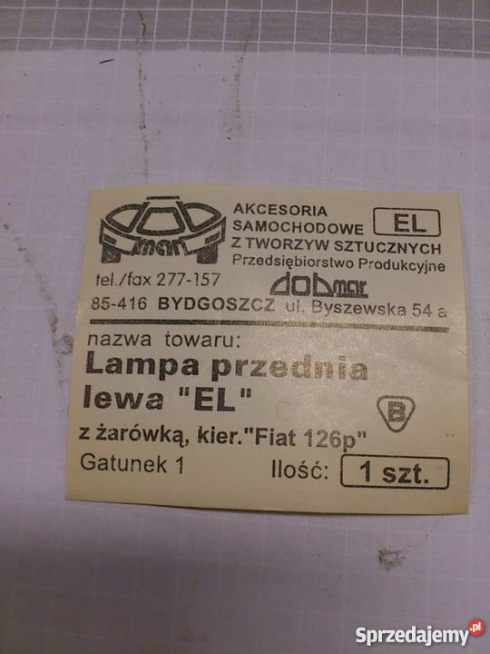 Lampa kierunkowskazu przednia lewa PF 126p pomorskie sprzedam