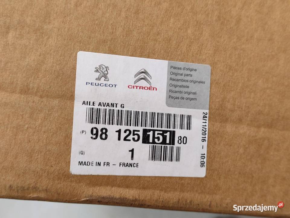 BŁOTNIK LEWY PRZÓD CITROEN C3 III SX 2016 osobowe Błotniki