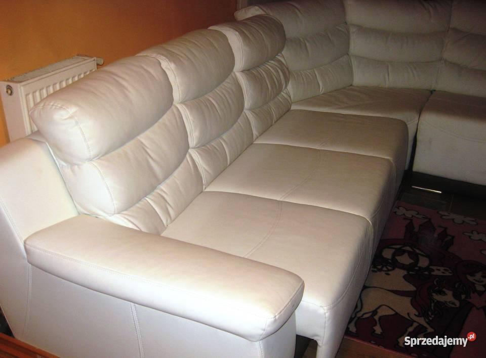 biały skórzany narożnik skóra ekologiczna Warszawa