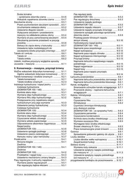 Instrukcja obsługi Claas dominator 130 140 150 Pozostałe podkarpackie Stalowa Wola