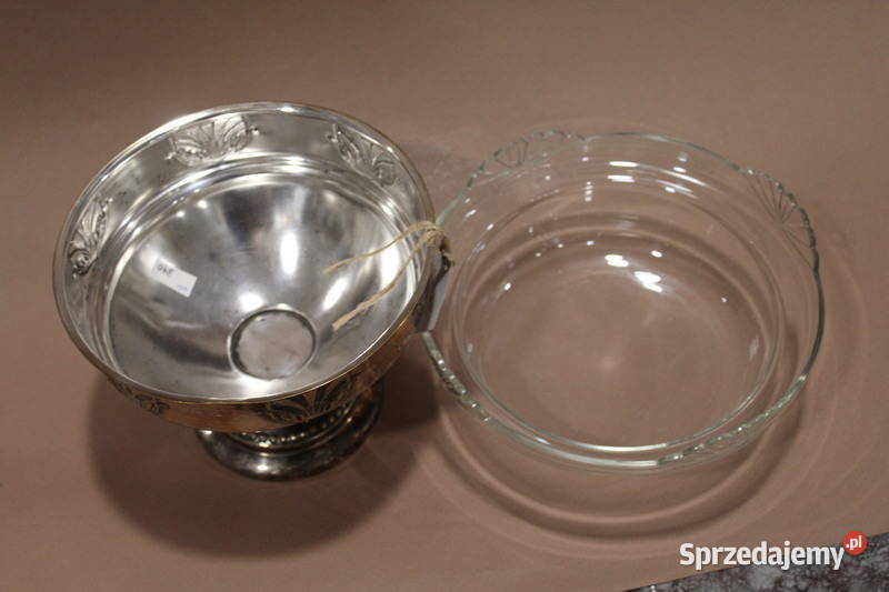 Posrebrzana patera ze szkłem 1657 FiaF Szczecin