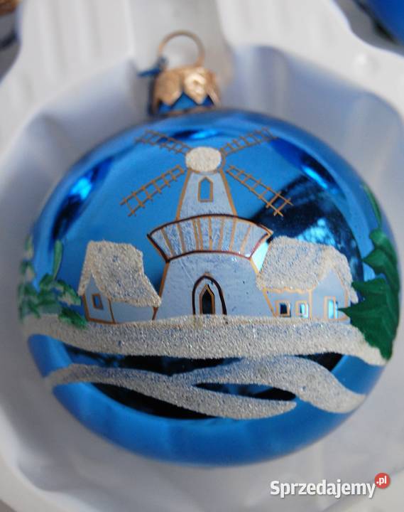 Bombki szklane choinkowe ręcznie malowane Wojag odcienie błękitu