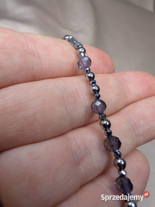 Bransoletka różaniec kamienie iolit krzyż małopolskie Olkusz