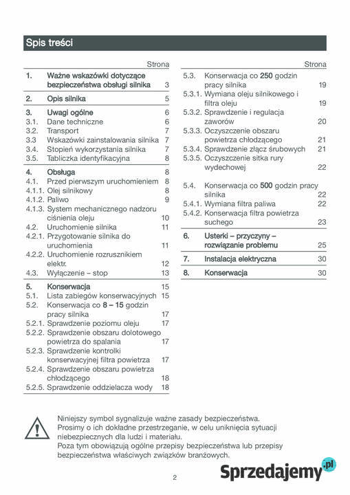 Hatz diesel 1D90V 1D90 W instrukcja użytkowania Stalowa Wola