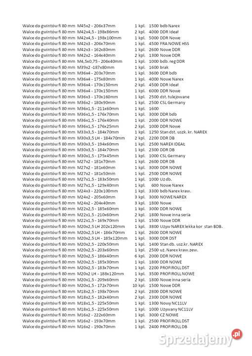 Walce do walcowania gwintów walcarki UPW251 UPWS śląskie