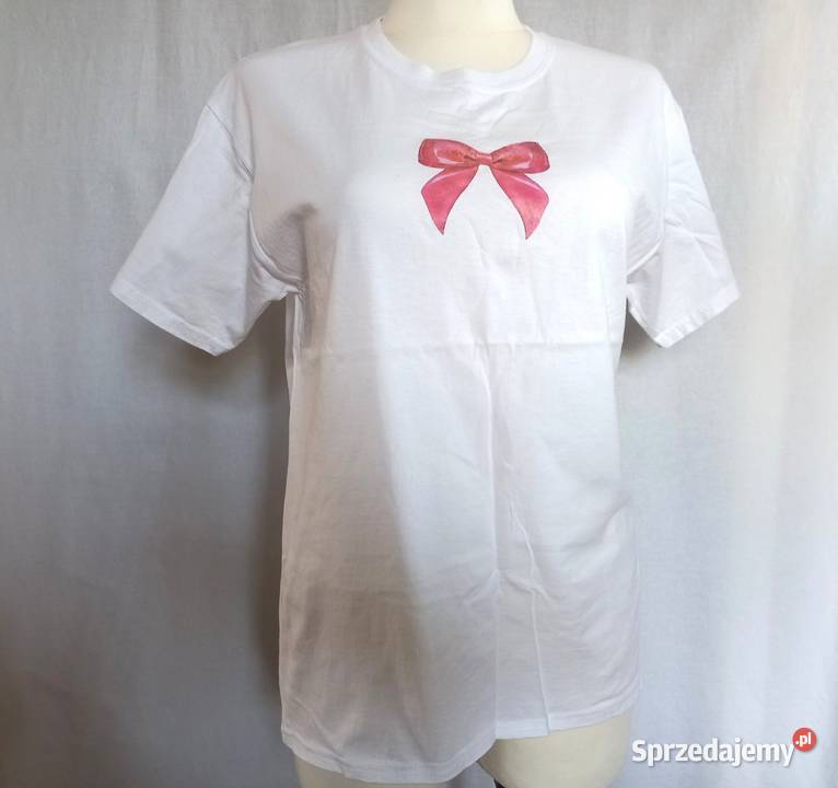 Tshirt biały Damski bawełna r 38 Kokardka NOWY Topy i koszulki podlaskie Białystok