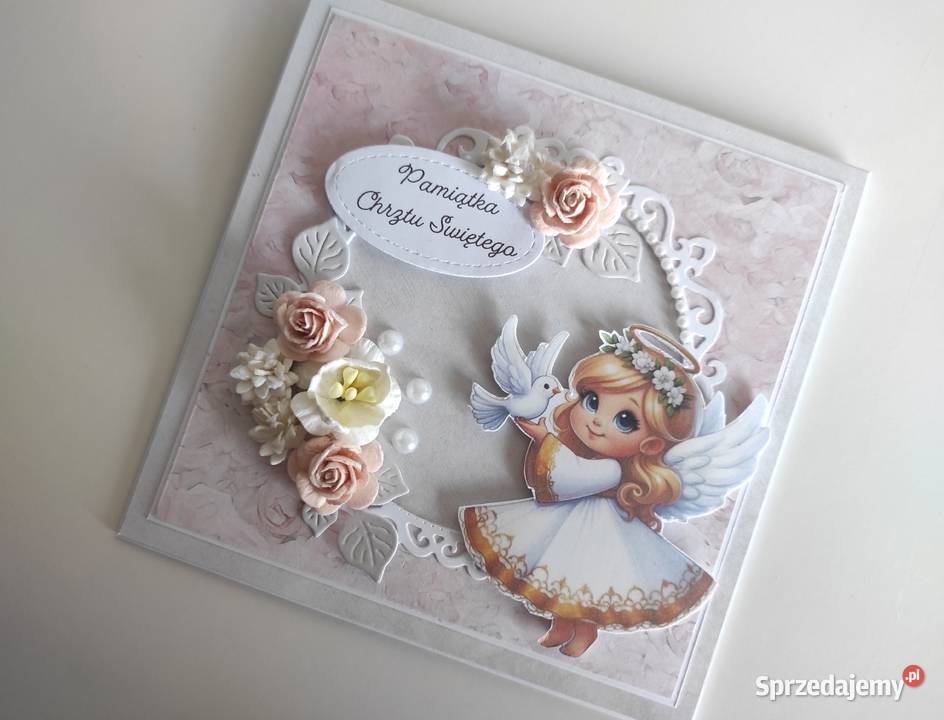 Kartka w pudełku ręcznie robiona na Chrzest łódzkie Łódź