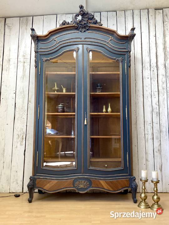 Biblioteka 2drzwiowa witryna antracyt Ludwik XV Kredensy i witryny