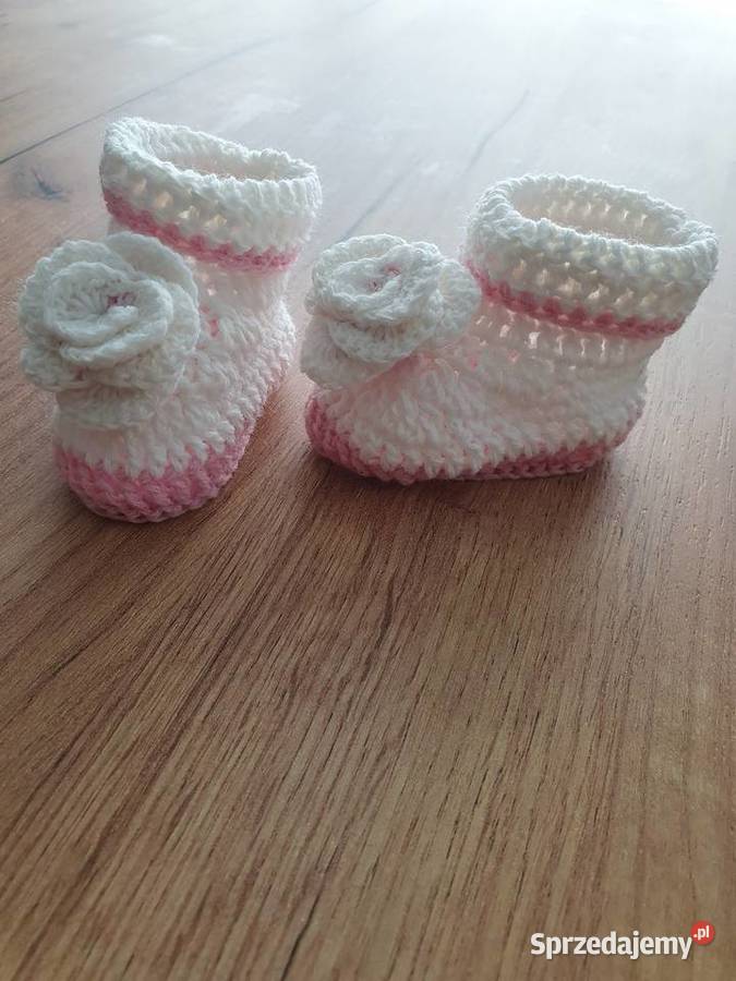 Buciki z opaska i korona do chrztu Jastków