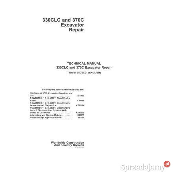 JOHN DEERE 330clc 370c INSTRUKCJA OBSLUGI Kielce