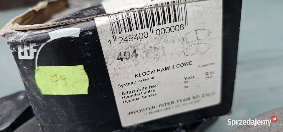 Klocki hamulcowe hyundai sonata lantra 1988