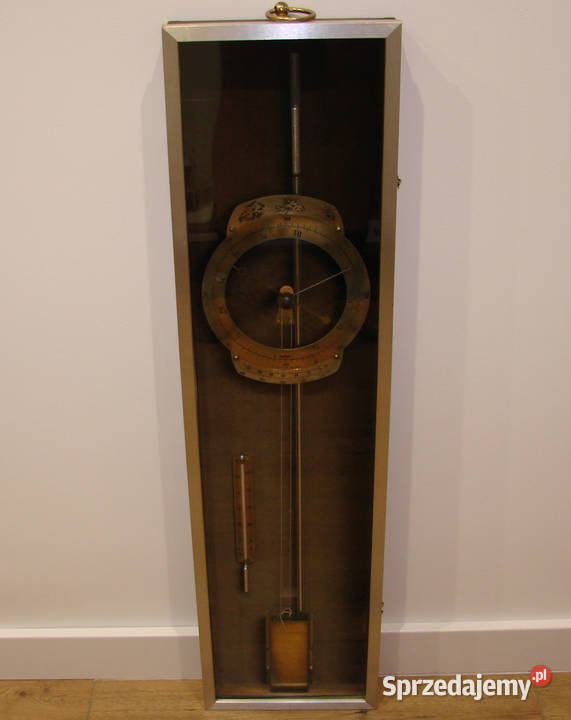 Stary BAROMETR RTĘCIOWY Duży Termometr Łódź