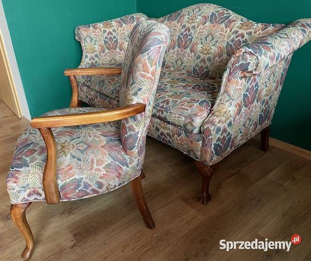 Urocza bajecznie kolorowa sofka i fotel do