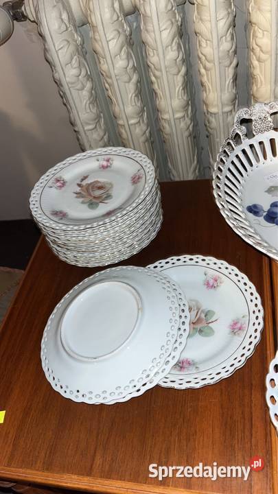 Talerzyk deserowy Herbaciana róża Ażur Porcelana i szkło