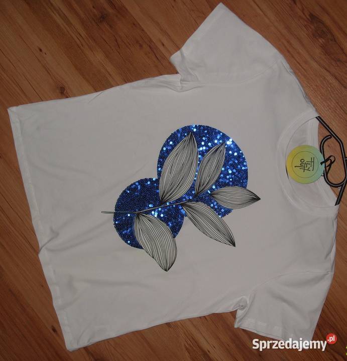 Tshirt CHABROWE Liście cekiny r LXL Rawicz sprzedam