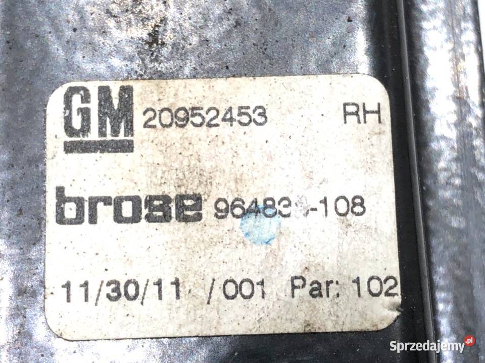 PODNOŚNIK SZYBY PRAWY PRZÓD OPEL INSIGNIA A Mechanizmy opuszczania szyb