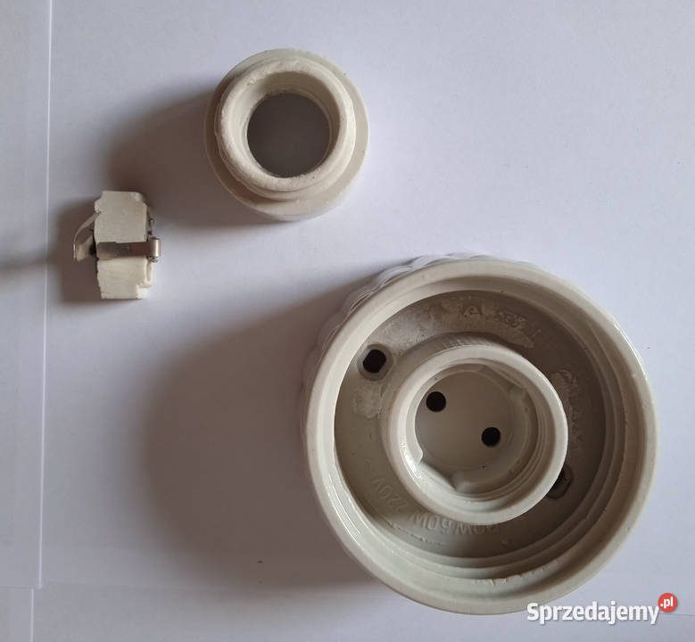 Szklana lampa PRL porcelanowa podstawa Poznań