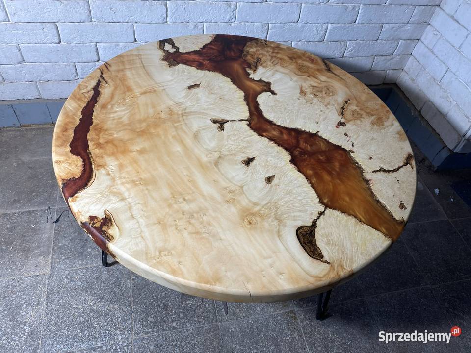 stolik kawowy z drewna i żywicy 70cm Stoliki kawowe i ławy