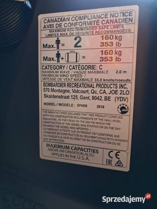 Skuter wodny BRP SEADOO SPARK Trix 2UP 110 iBr VAT marża Nowy Sącz sprzedam