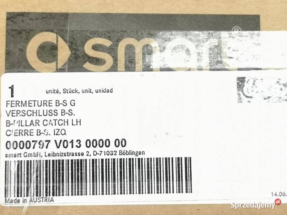 CHWYT SŁUPEK B SMART FORTWO 450 CABRIO 0007 NOWY lubelskie
