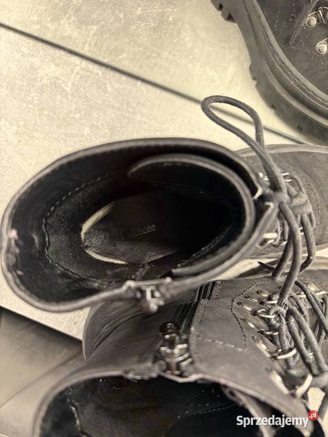 Buty zimowe jesienne trepy botki czarne wiązane Jasło
