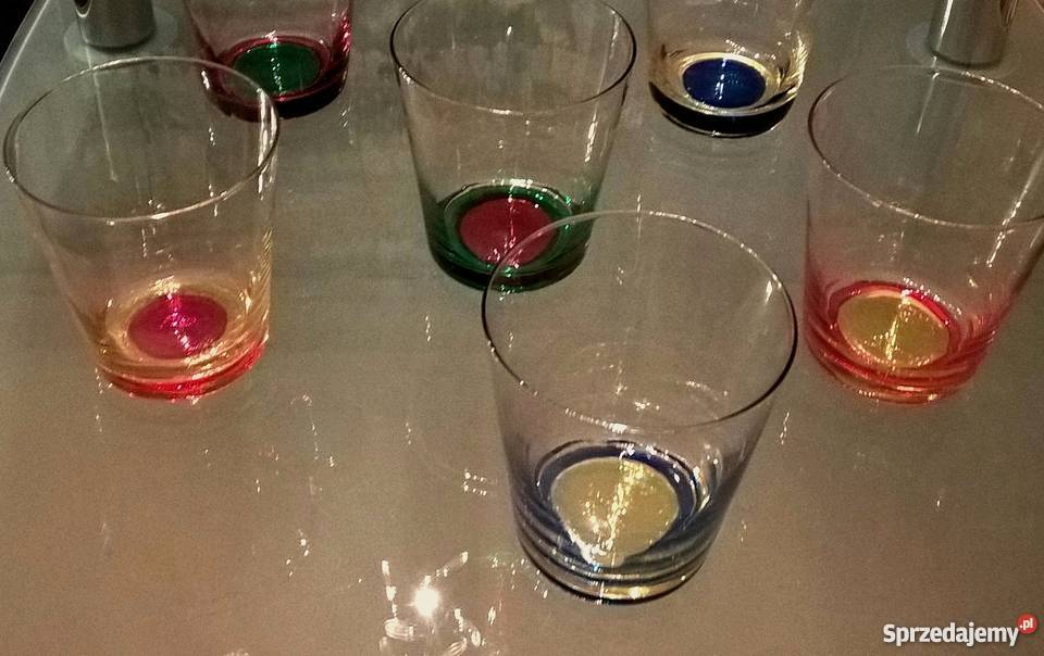 Szklanki z kolorowym dnem do napojów drinków Kluczbork sprzedam