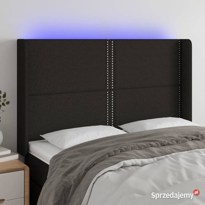 Zagłówek do łóżka z LED czarny 147x16x118128 Warszawa