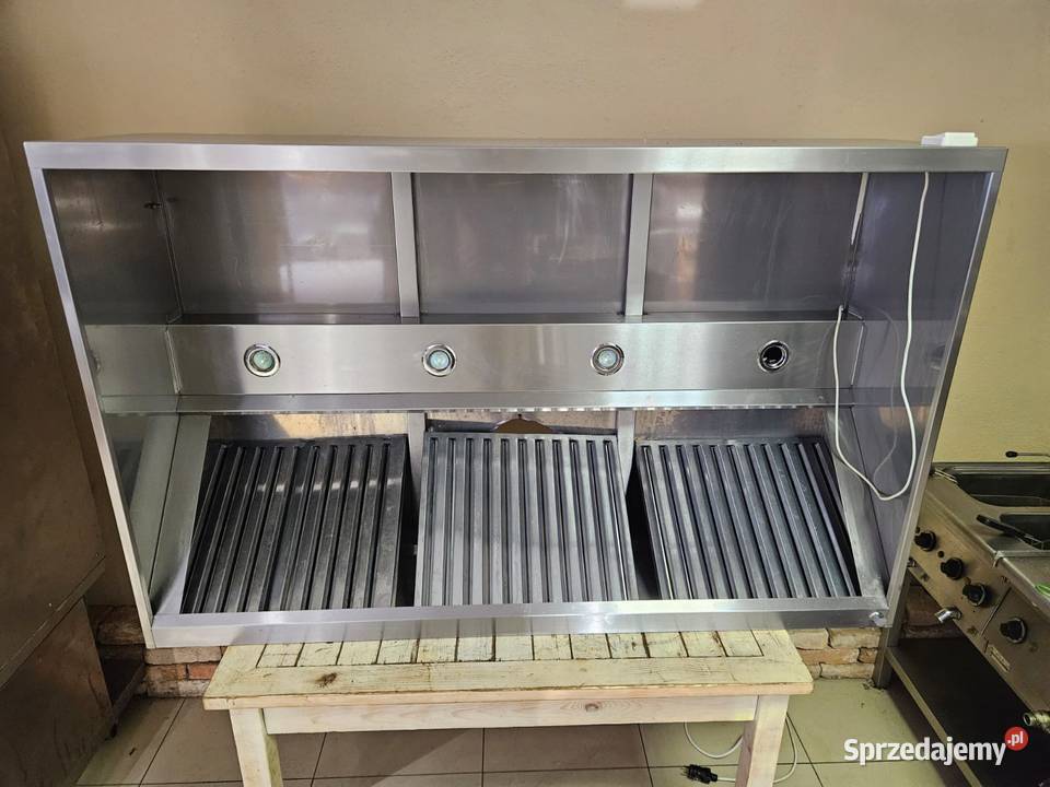 Okap nierdzewny przyścienny 160x100x45 FILTRY Pszczyna