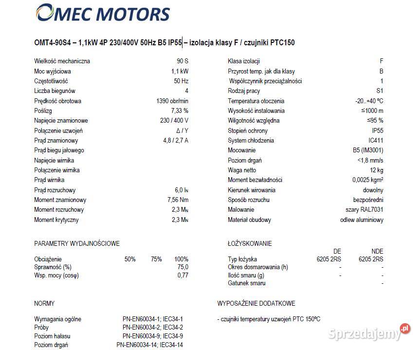 Silnik OMT490S4 11kW 4P 230400V 50Hz B5 IP55