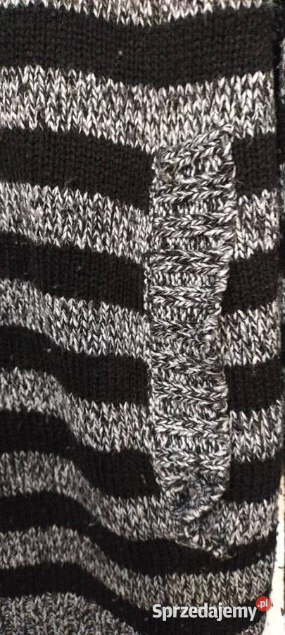 Sweter męski z kapturem w paski szaro czarne H M Lublin