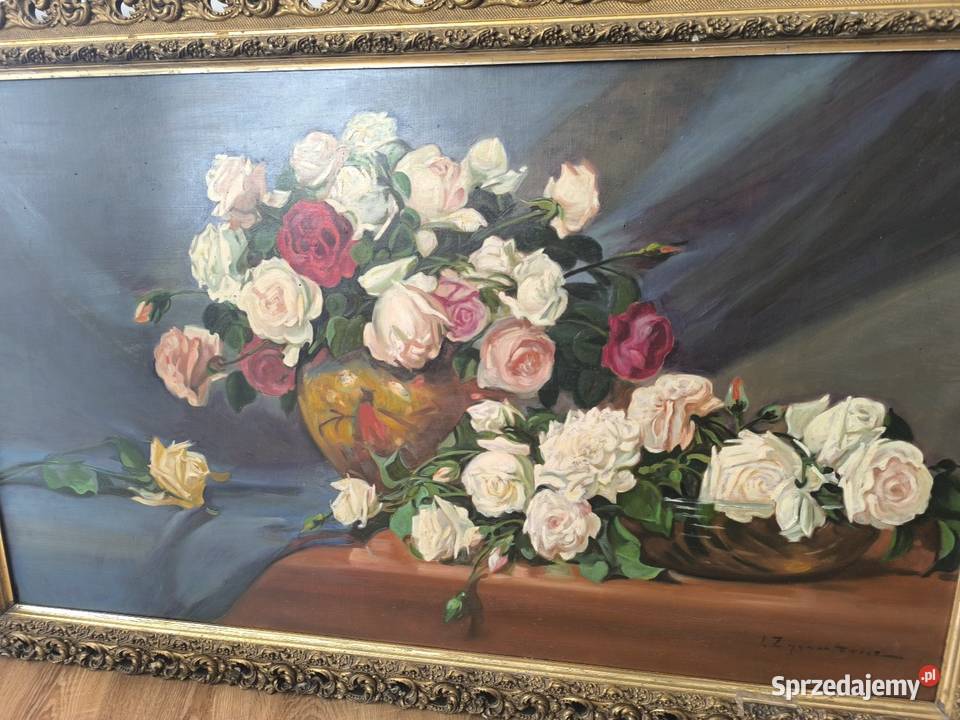 Obraz olejny martwa natura sygnowany Ignacy Malarstwo Łódź
