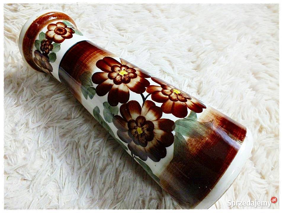 Ręcznie malowany fajansowy wazon Koło lata 6070 Żary