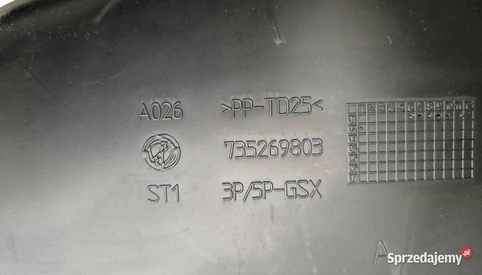 SCHOWEK PASAŻERA CZARNY FIAT STILO 1821920239 Schowki, półki Działoszyce