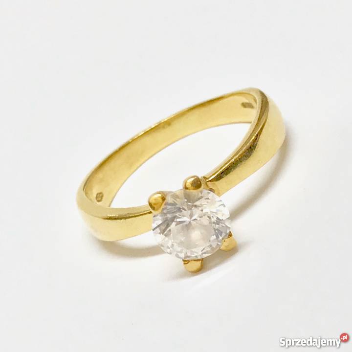 Złoty PIERŚCIONEK 18K przepiękny BRYLANT 07ct Warszawa