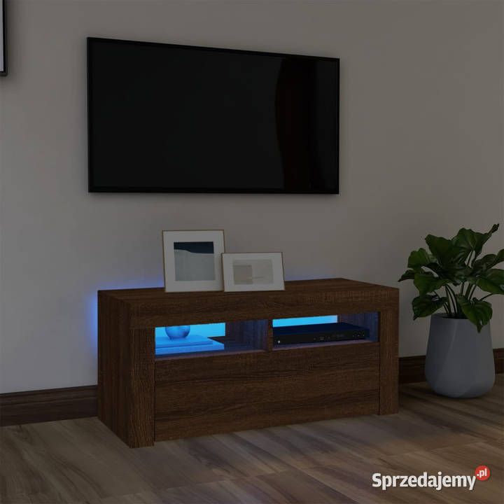 Szafka pod TV z oświetleniem LED brązowy dąb Warszawa