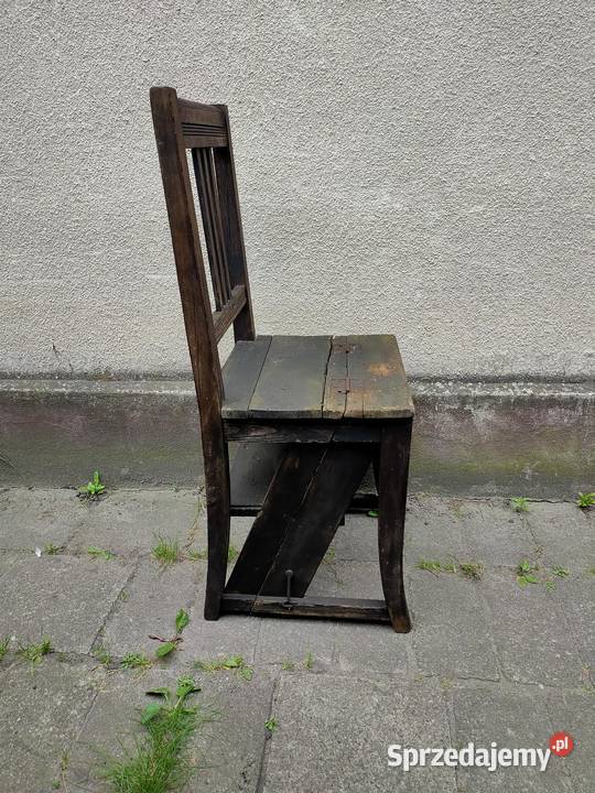 Antyczne krzesło schodki drabinka 788 wielkopolskie Kościan